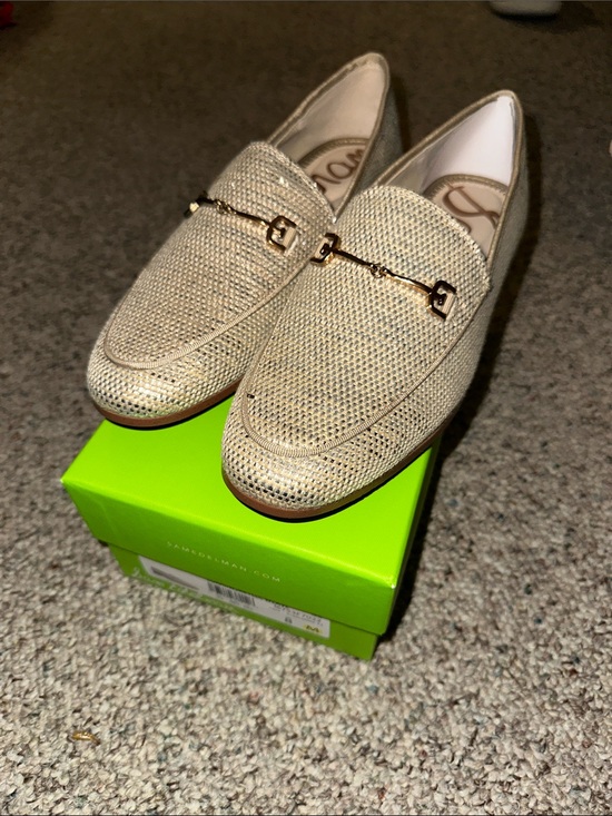Sam Edelman Shoes - Sam Edelman Metallic Gold Woven Leather Loafers with Gold Horsebit